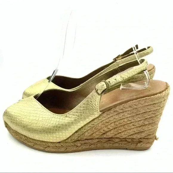 Eric Michael Espadrilles gold leather snake print - Picture 5 of 12